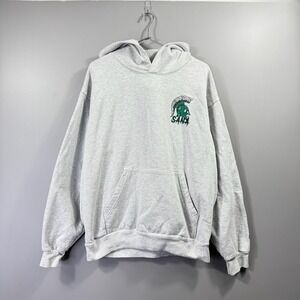 SANA Hoodie Sweatshirt Mens Large Gray State Spartan Graphic Pullover Fleece